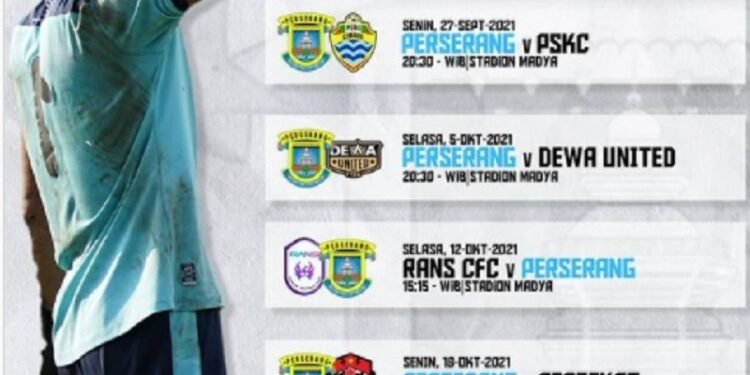 Jadwal Perserang Liga 2 Grup B, 27 September 2021 Lawan PSKC Cimahi