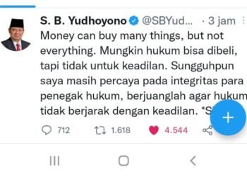 Lama Tak Muncul di Jagat Twitter, SBY Tiba-tiba Mencuit Sebut Hukum Bisa Dibeli