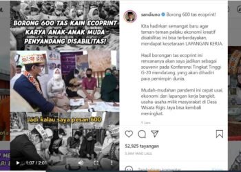 Sandiaga Uno Borong Tas Buatan Disabilitas: Ini Untuk Souvenir Pimpinan Dunia Konferensi Tingkat Tinggi G20