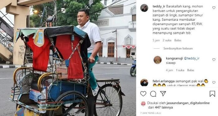 Unggah Foto Jadi Tukang Becak, Warganet Minta Wakil Walikota Cilegon Sanuji Angkut Sampah