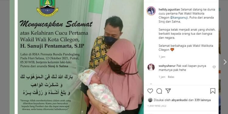 Wakil Walikota Sanuji Pentamerta Dapat Cucu Pertama, Warganet Sindir Walikota Cilegon Kapan Mantu