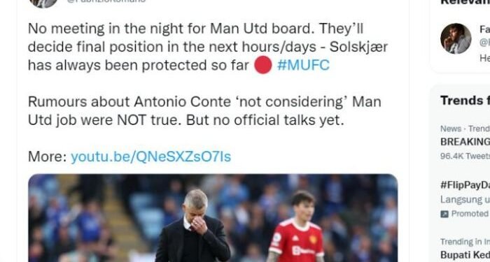 Nasib Ole Gunnar Solskjaer di Manchester United, Fabrizio Romano: Ditentukan Beberapa Hari ke Depan 1 Nasib Ole Gunnar Solskjaer di Manchester United, Fabrizio Romano: Ditentukan Beberapa Hari ke Depan