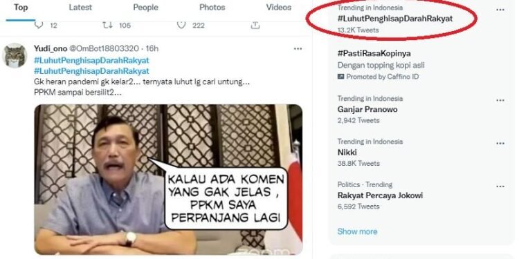 Tagar LuhutPenghisapDarahRakyat Trending di Twitter 1 Tagar LuhutPenghisapDarahRakyat Trending di Twitter