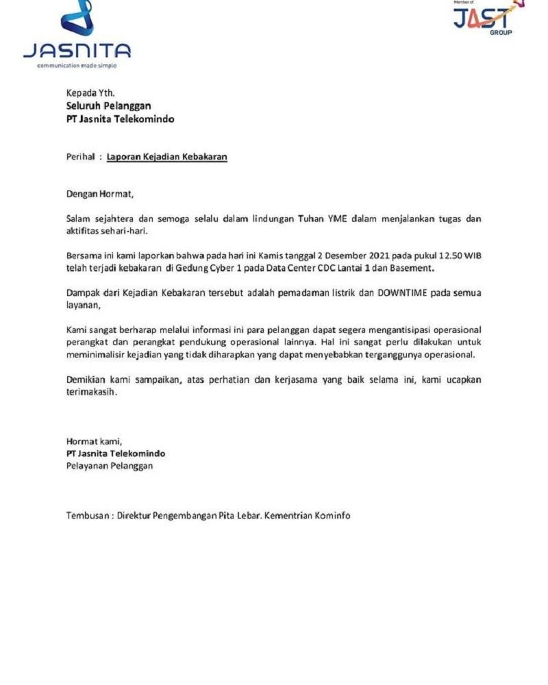 Gedung Cyber 1 Terbakar, Nomor Kegawatdaruratan 112 Sementara Tidak Bisa Dihubungi