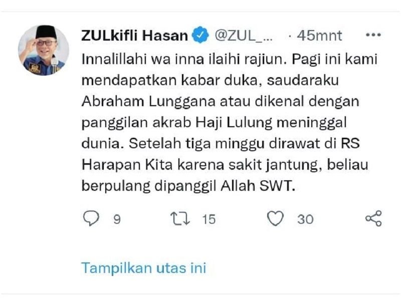 Pernah Berseteru Dengan Ahok, Haji Lulung Dikabarkan Meninggal Dunia