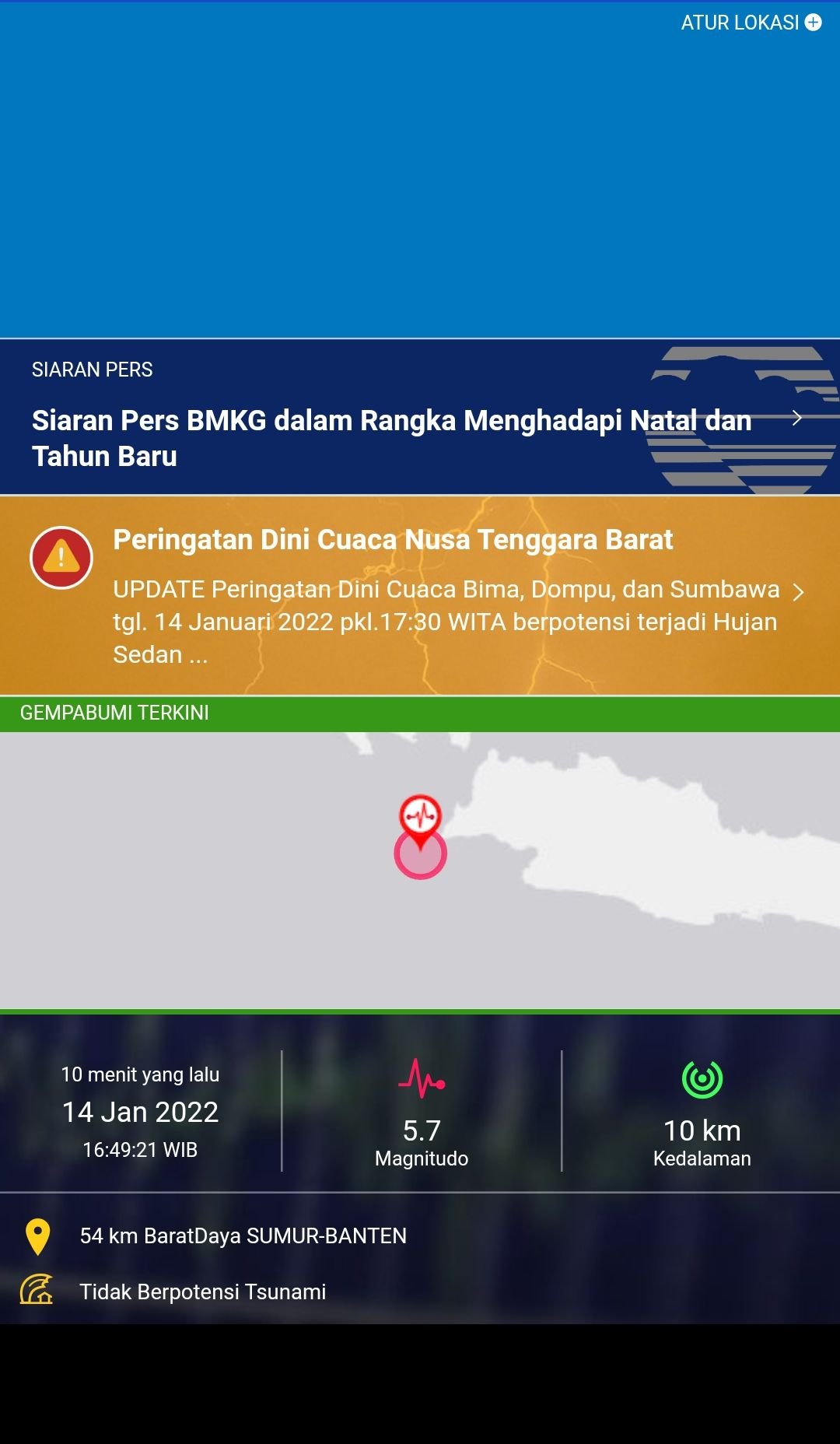 Gempa Bumi Susulan di Sumur Banten Terjadi, Magnitudo 5,7