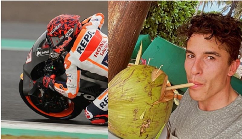Habis Jajal Sirkuit Mandalika, Marc Márquez Minum Kelapa Muda 1 Habis Jajal Sirkuit Mandalika, Marc Márquez Minum Kelapa Muda
