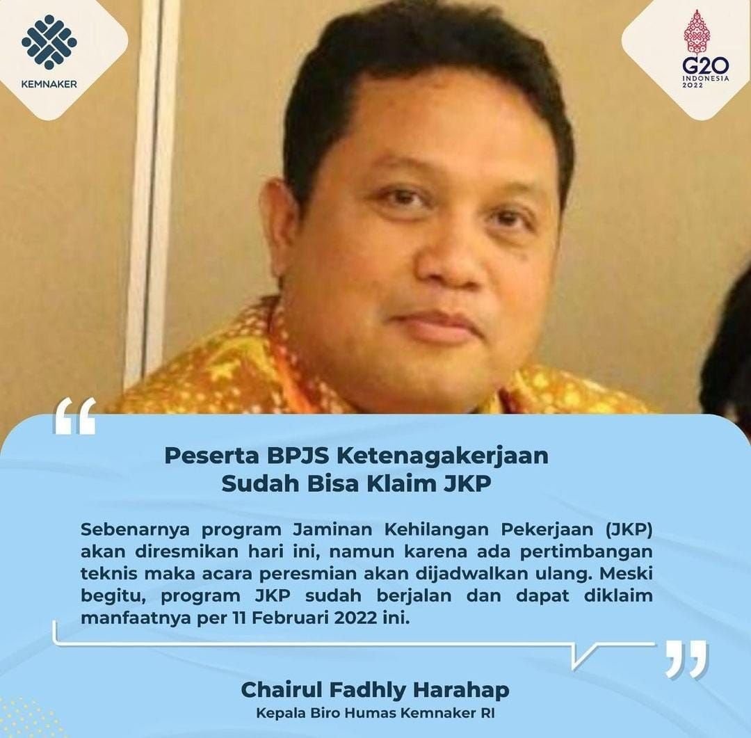 Peserta BPJS Ketenagakerjaan Sudah Bisa Klaim JKP Mulai 11 Februari 2022 1 Peserta BPJS Ketenagakerjaan Sudah Bisa Klaim JKP Mulai 11 Februari 2022