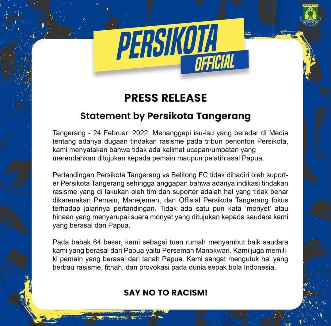 Pemain dan Suporter Persikota Diduga Rasis, Prilly Latuconsina: Saya Orang Pertama yang Akan Marah 1 Pemain dan Suporter Persikota Diduga Rasis, Prilly Latuconsina: Saya Orang Pertama yang Akan Marah