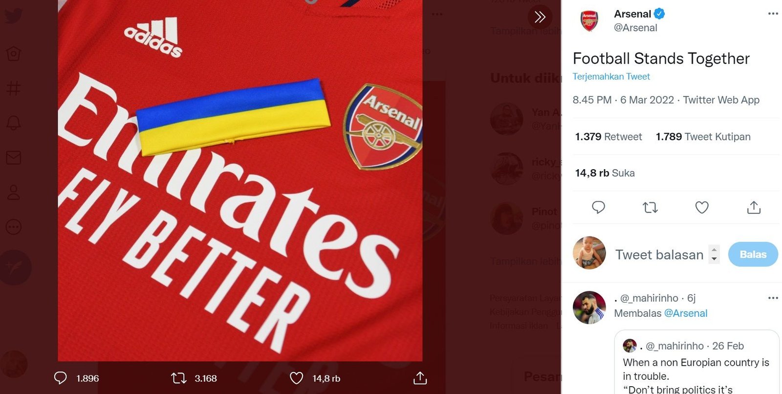 Hipokrit Arsenal, Sekarang Bela Ukraina, Padahal Dulu Tendang Ozil Gara-Gara Uigur