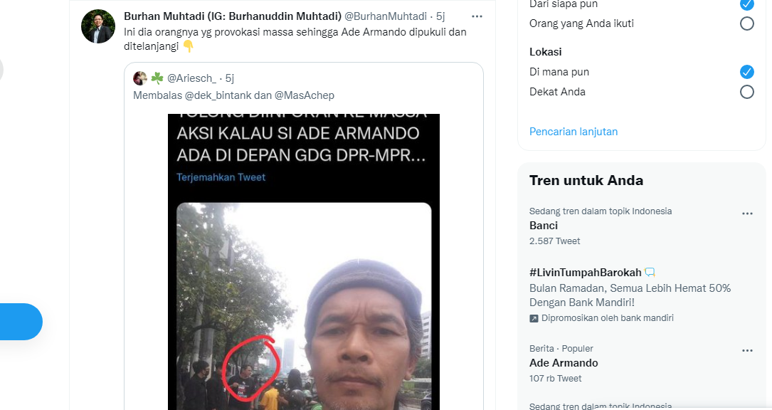 Burhanudin Muhtadi Ungkap Sosok yang Diduga Memprovokasi Massa Aksi Hingga Ade Armando Dipukuli