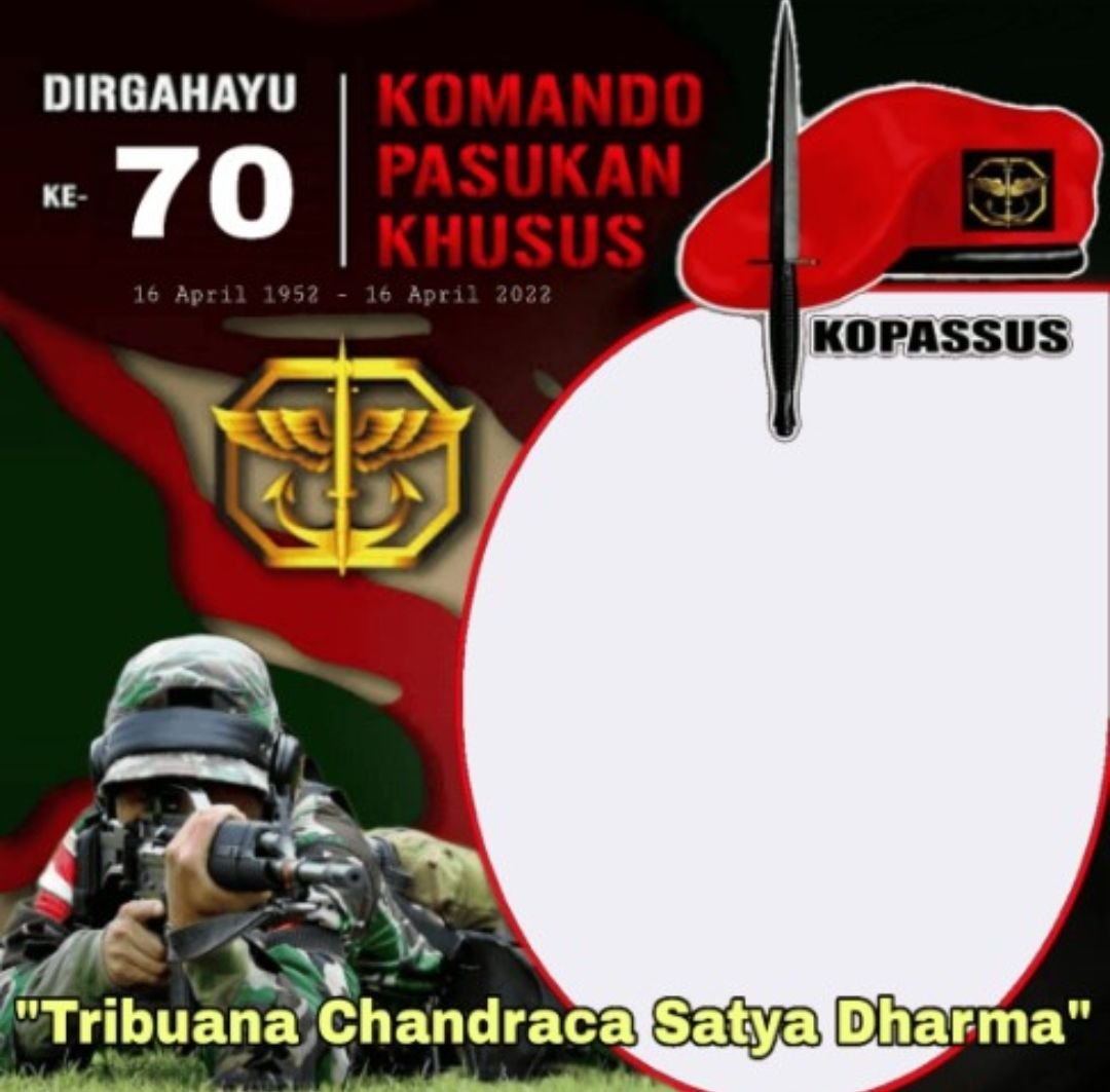 GRATIS! 10 Link Twibbon Hari Kopassus ke-70 pada 16 April 2022, Cocok Dibagikan di Media Sosial 1 GRATIS! 10 Link Twibbon Hari Kopassus ke-70 pada 16 April 2022, Cocok Dibagikan di Media Sosial