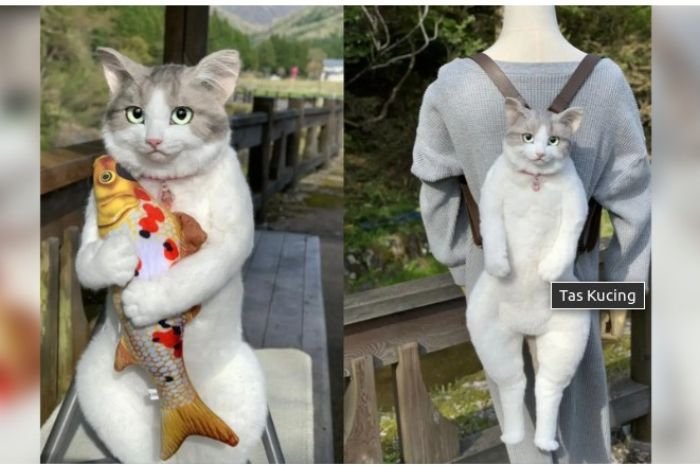 Viral Tas Berbentuk Kucing Menggemaskan, Nampak Sangat Nyata dan Harganya.....