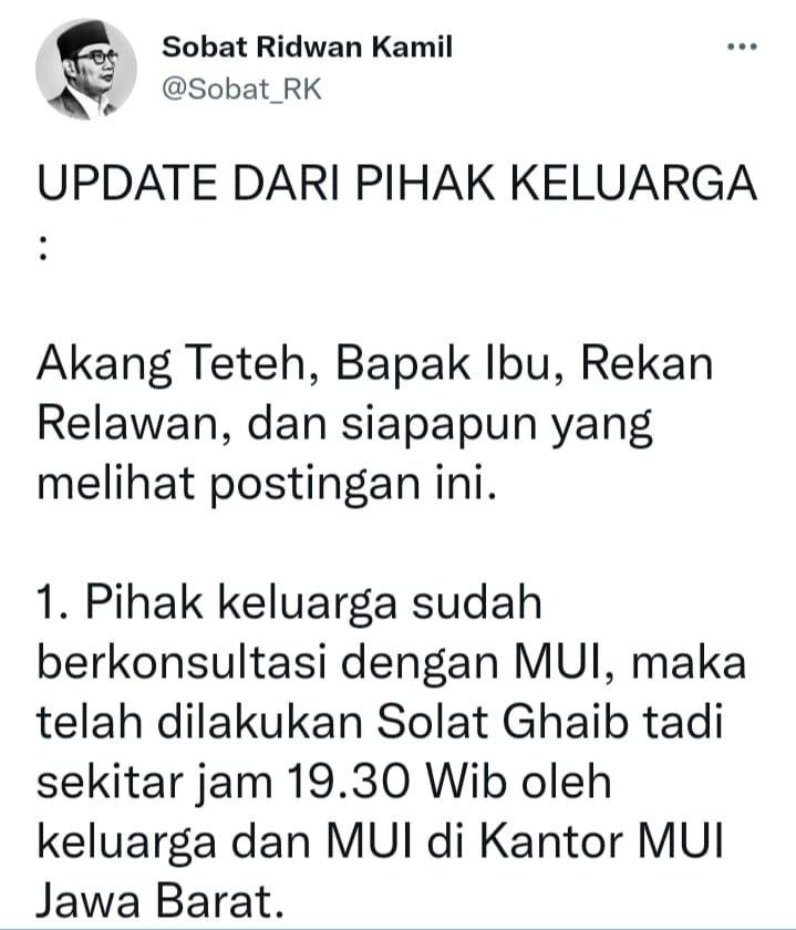 MUI Jabar Keluarkan Edaran Sholat Gaib Untuk Eril, Berikut Tata Cara Pelaksanaannya