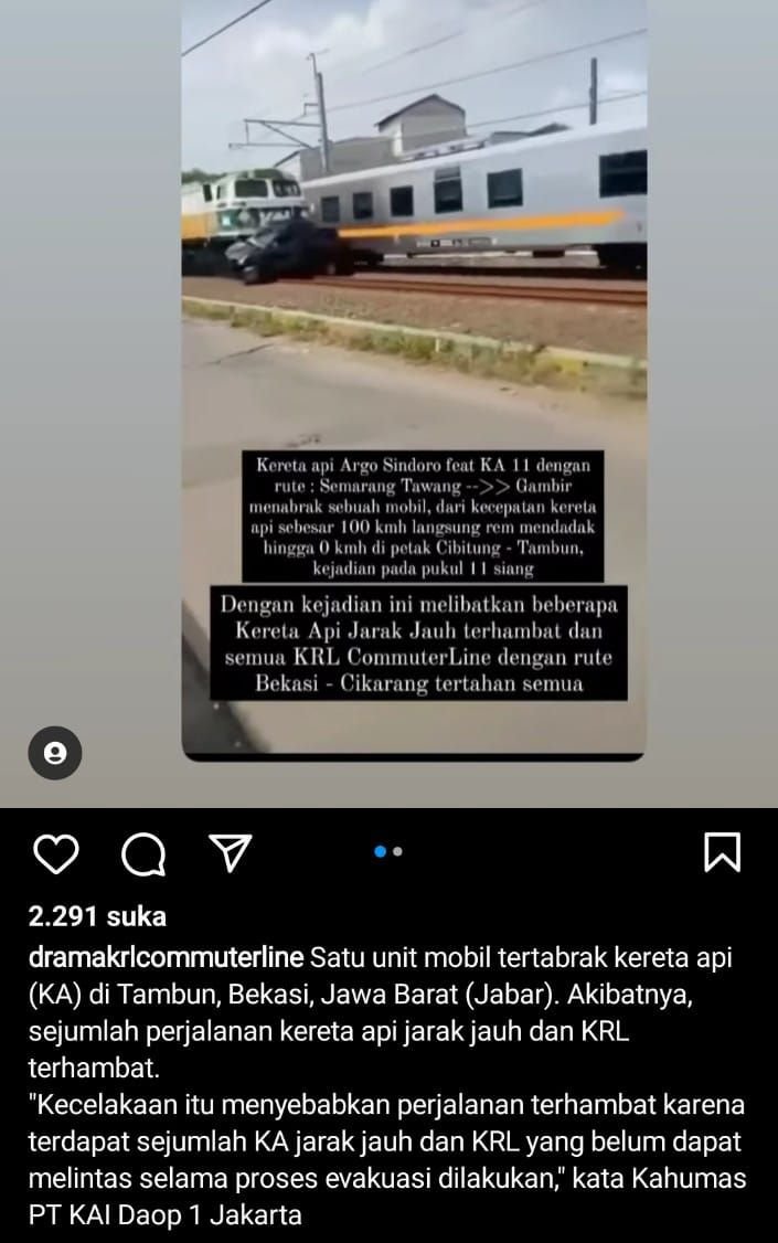 Mengerikan! Kereta Api Seret Mobil dengan Kecepatan Tinggi saat Kecelakaan di Tambun, Bekasi Tohir 2 Mengerikan! Kereta Api Seret Mobil dengan Kecepatan Tinggi saat Kecelakaan di Tambun, Bekasi Tohir