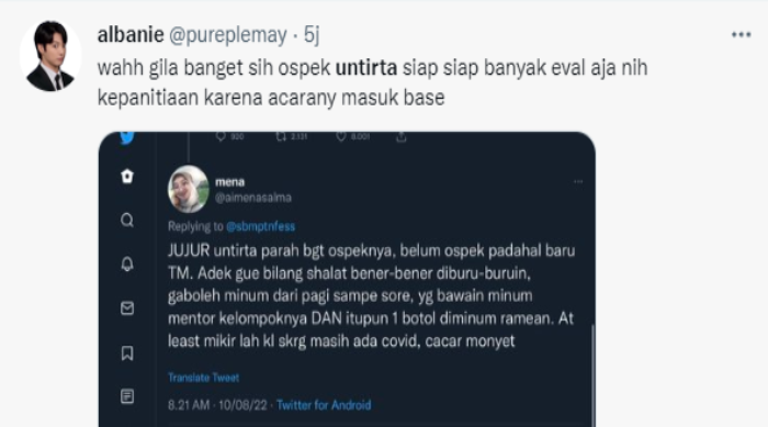 Kampus Untirta jadi Trending di Twitter, Netizen Ributkan Soal Ospek yang Dinilai Menyiksa