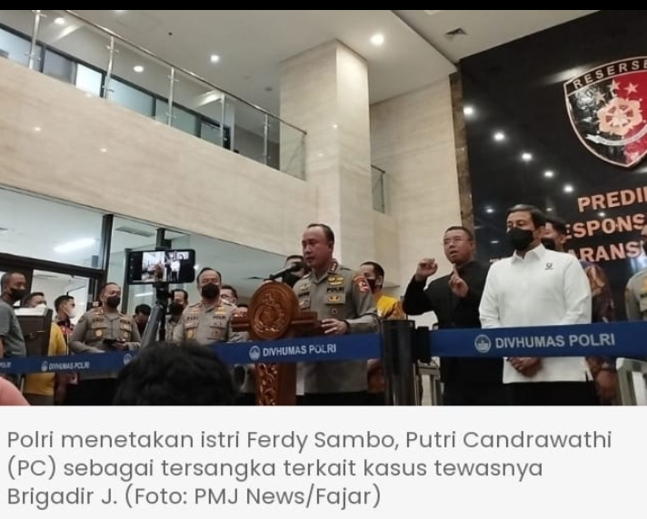 Terseret Kasus Pembunuhan Brigadir J, Putri Candrawathi Ditetapkan Tersangka 1 Terseret Kasus Pembunuhan Brigadir J, Putri Candrawathi Ditetapkan Tersangka