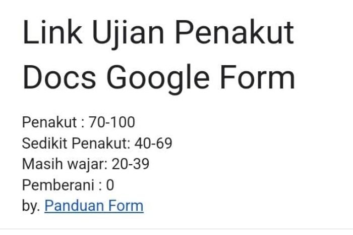 Ketahui Tingkat Ketakutanmu Melalui Link Ujian Penakut Docs Google Form yang Viral di Media Sosial