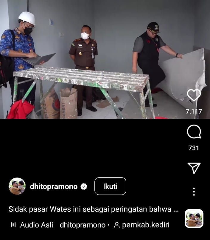 Bupati Kediri Dhito Pramono Marah Besar, Tendang Plafon sampai Jebol Gara-Gara Plafon Mereknya Aplus