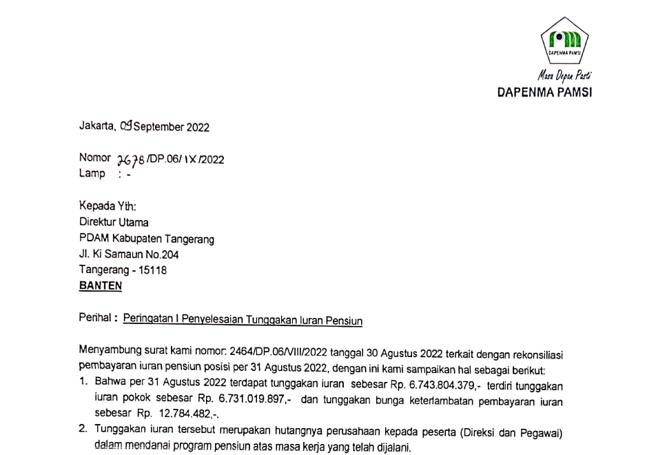 Perumdam Tirta Kerta Raharja Kabupaten Tangerang Tunggak Pembayaran Uang Pensiun Rp6,7 Miliar 10 Perumdam Tirta Kerta Raharja Kabupaten Tangerang Tunggak Pembayaran Uang Pensiun Rp6,7 Miliar