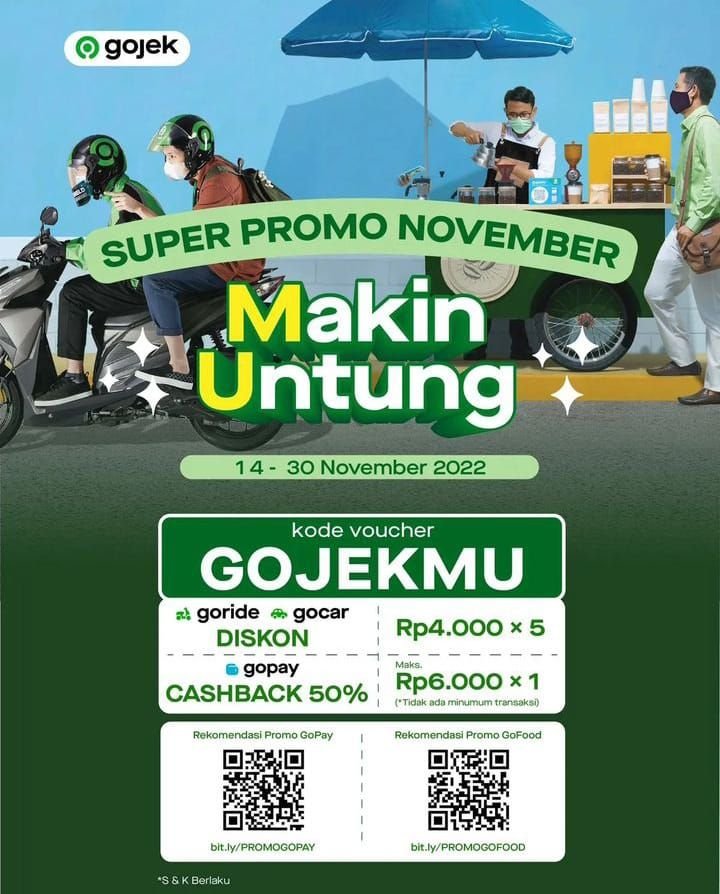 Terbaru! 20 Kode Promo Gojek, GoFood, GoRide, GoCar, 18 November 2022: Jumat Berkah dengan Cashback 50 Persen