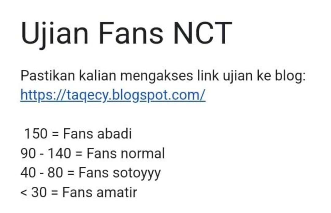 Yuk Dicoba Link Ujian Doc Google Form Fans NCT, Ketahui di Tingkat Mana Kamu Menjadi NCTzen 1 Yuk Dicoba Link Ujian Doc Google Form Fans NCT, Ketahui di Tingkat Mana Kamu Menjadi NCTzen