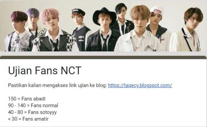 Link Tes Ujian NCT Docs Google Form, Yakin Ngaku Fans Sejati Para Oppa Atau Fans Kaleng-kaleng?