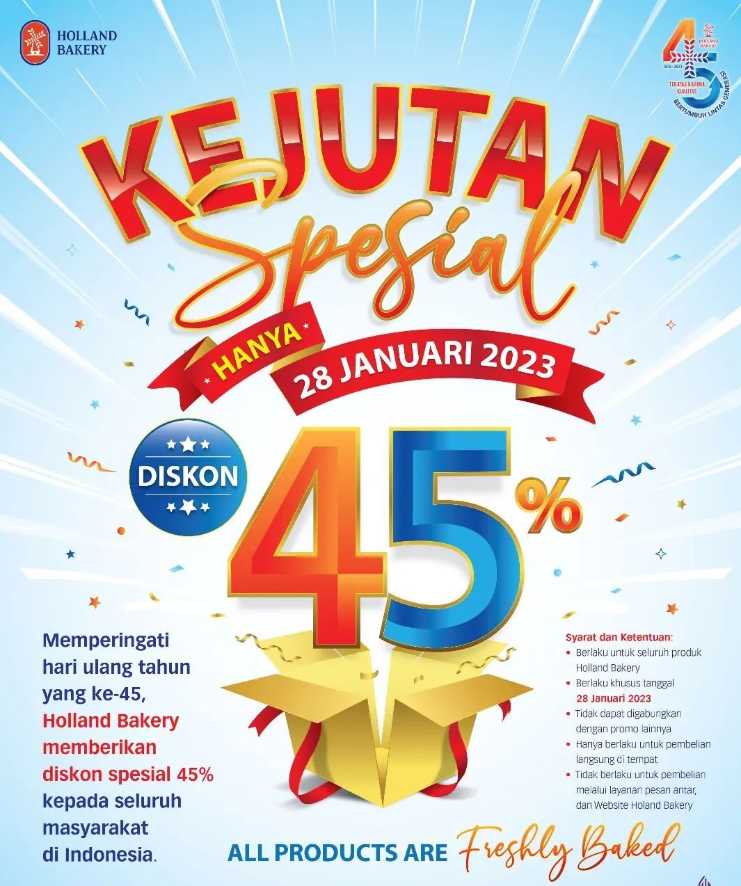 SERBU! Ini Daftar Harga Promo Holland Bakery Diskon 45 Persen Hari Ini 28 Januari 2023