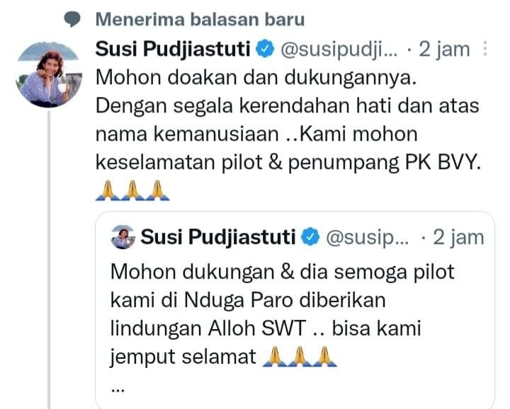Pesawat Susi Air Dibakar di Nduga Papua, Nasib Pilot Belum Jelas