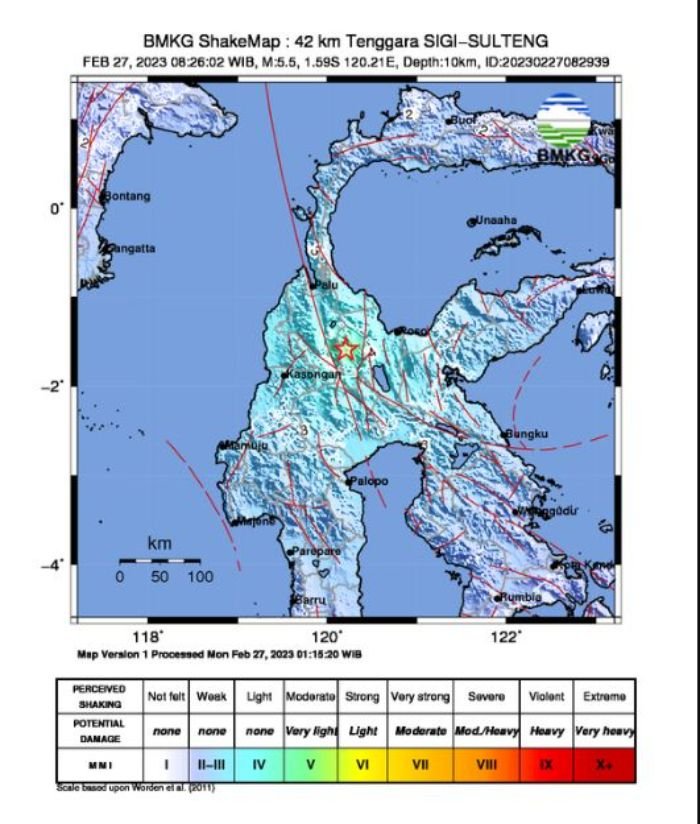 BREAKING NEWS Gempa Bumi Sigi Sulawesi Tengah 5.5 Magnitudo, Tidak Berpotensi Stunami