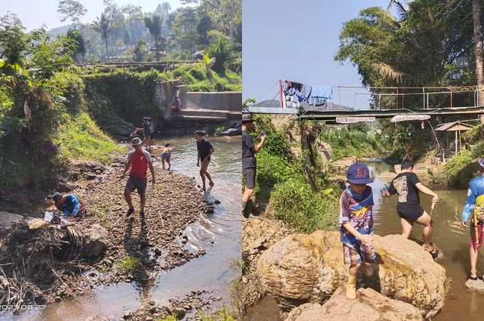 Peringati Sumpah Pemuda ke-95, Masyarakat dan Pemerintah Desa Wanasari Lakukan Pembersihan Sungai Ci Astam