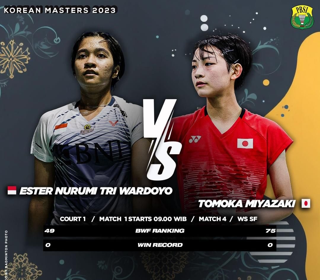 LIVE Semifinal Korea Masters 2023, Ester Nurumi Tri Wardoyo Tantang Tomoka Miyazaki 4 LIVE Semifinal Korea Masters 2023, Ester Nurumi Tri Wardoyo Tantang Tomoka Miyazaki