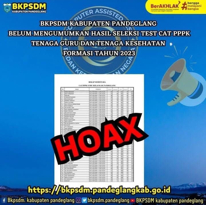 Jangan Percaya! Pengumuman Hasil Seleksi CAT PPPK Kabupaten Pandeglang Dipastikan Hoaks