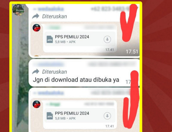 WASPADA! Modus Penipuan Apk PPS Pemilu 2024 melaui WhatsApp, Ini Bahaya yang Bisa Mengancam