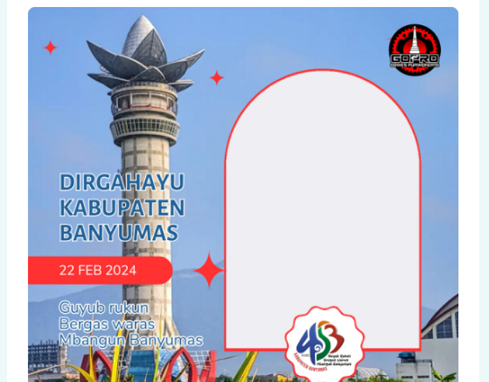 GRATIS! 13 Link Twibbon Hari Jadi Kabupaten Banyumas ke-453 Tahun 2024, Desain Elegan dan Kekinian Cocok Dibagikan di Medsos