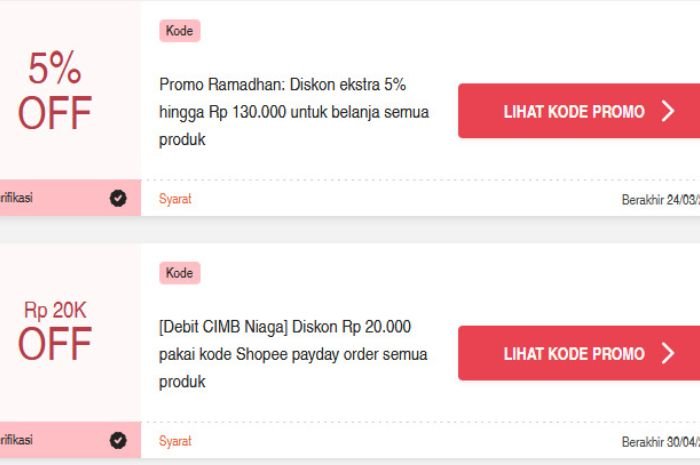 WOW! 10 Kode Voucher Shopee Terbaru Untuk 20 Maret 2024, Cek Sekarang Dapatkan Beragam Hadiah Hingga Jutaan Rupiah 1 WOW! 10 Kode Voucher Shopee Terbaru Untuk 20 Maret 2024, Cek Sekarang Dapatkan Beragam Hadiah Hingga Jutaan Rupiah