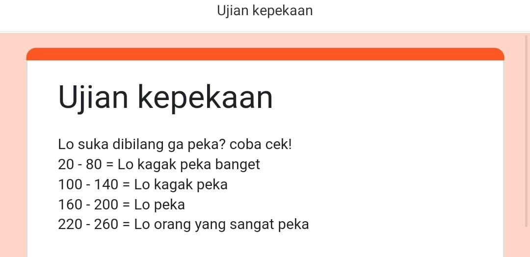 Cek Link Ujian Kepekaan Docs Google Form, Cari Tahu Tingkat Kepekaanmu ada di Level Berapa?