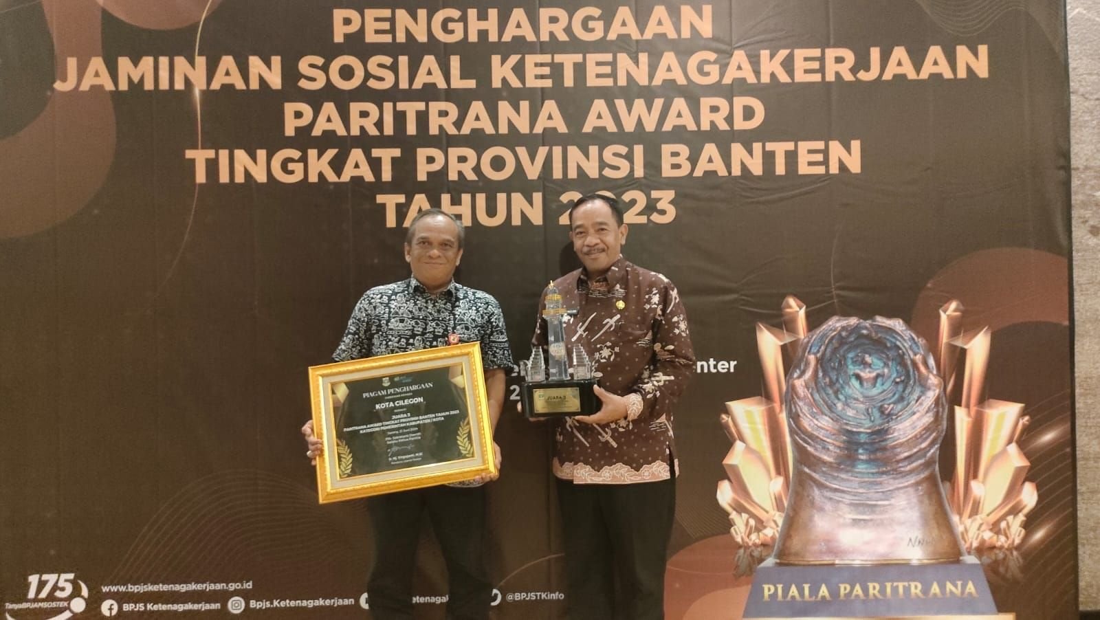 Klaim Paling Peduli Jaminan Sosial Tenaga Kerja Non Formal, Cilegon Gondol Lagi Penghargaan Paritrana Award