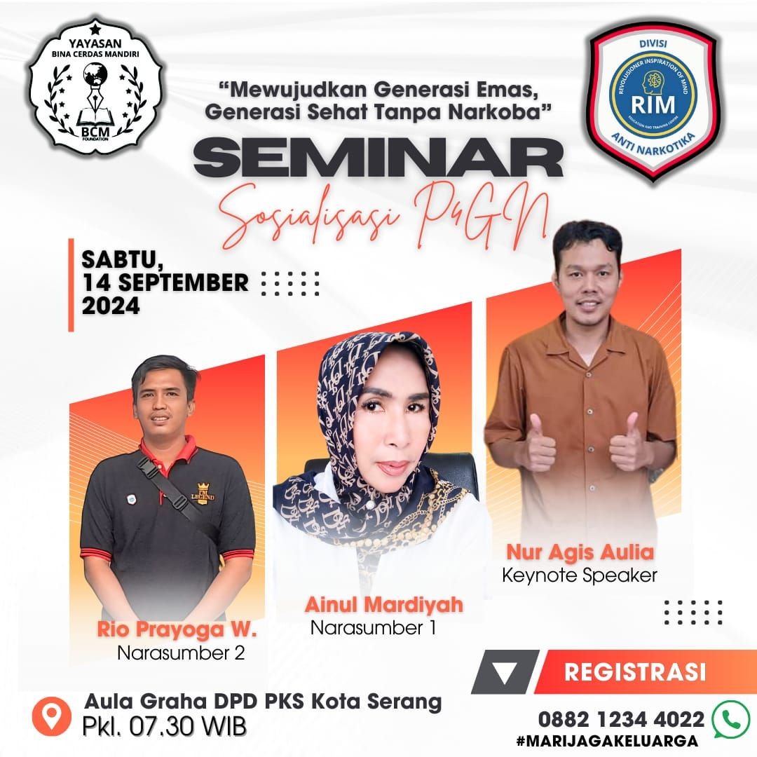 Seminar Sehari Sosialisasi P4GN: Mewujudkan Generasi Emas, Generasi Sehat Tanpa Narkoba 1 Seminar Sehari Sosialisasi P4GN: Mewujudkan Generasi Emas, Generasi Sehat Tanpa Narkoba