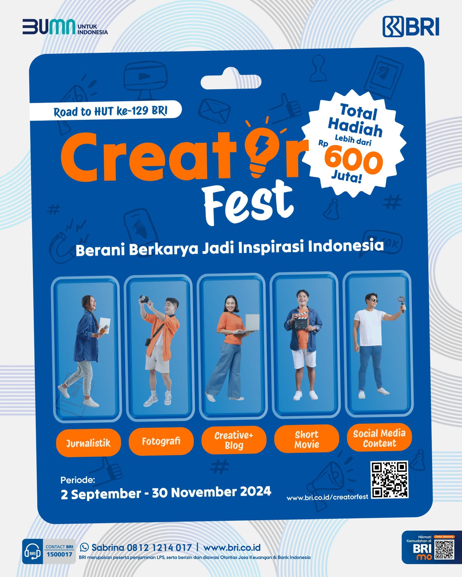 Dukung Perkembangan Industri Kreatif, BRI Gelar Kompetisi 'Creator Fest 2024'