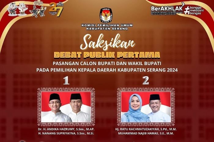 Berikut Jadwal dan Tema Debat Calon Bupati dan Wakil Bupati Serang 2024, Dilengkapi Tempat Menyaksikan