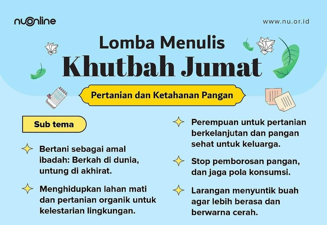 Lomba Menulis Tes Khutbah Sholat Jumat dengan Tema Pertanian dan Ketahanan Pangan