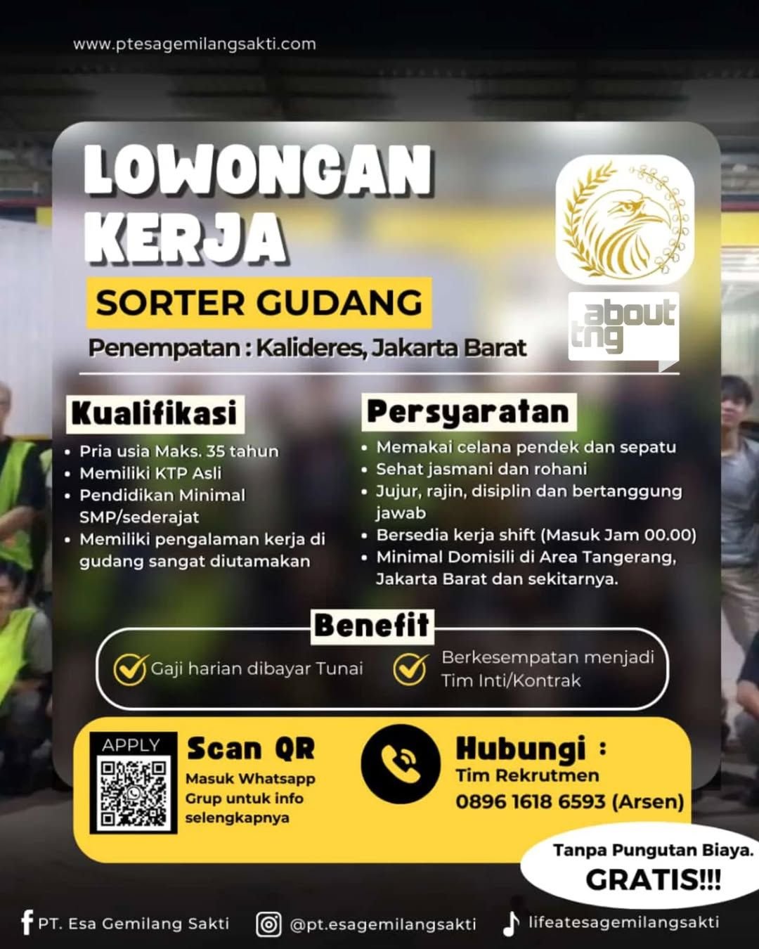 Info Loker! Sorter Gudang di PT Esa Gemilang Sakti