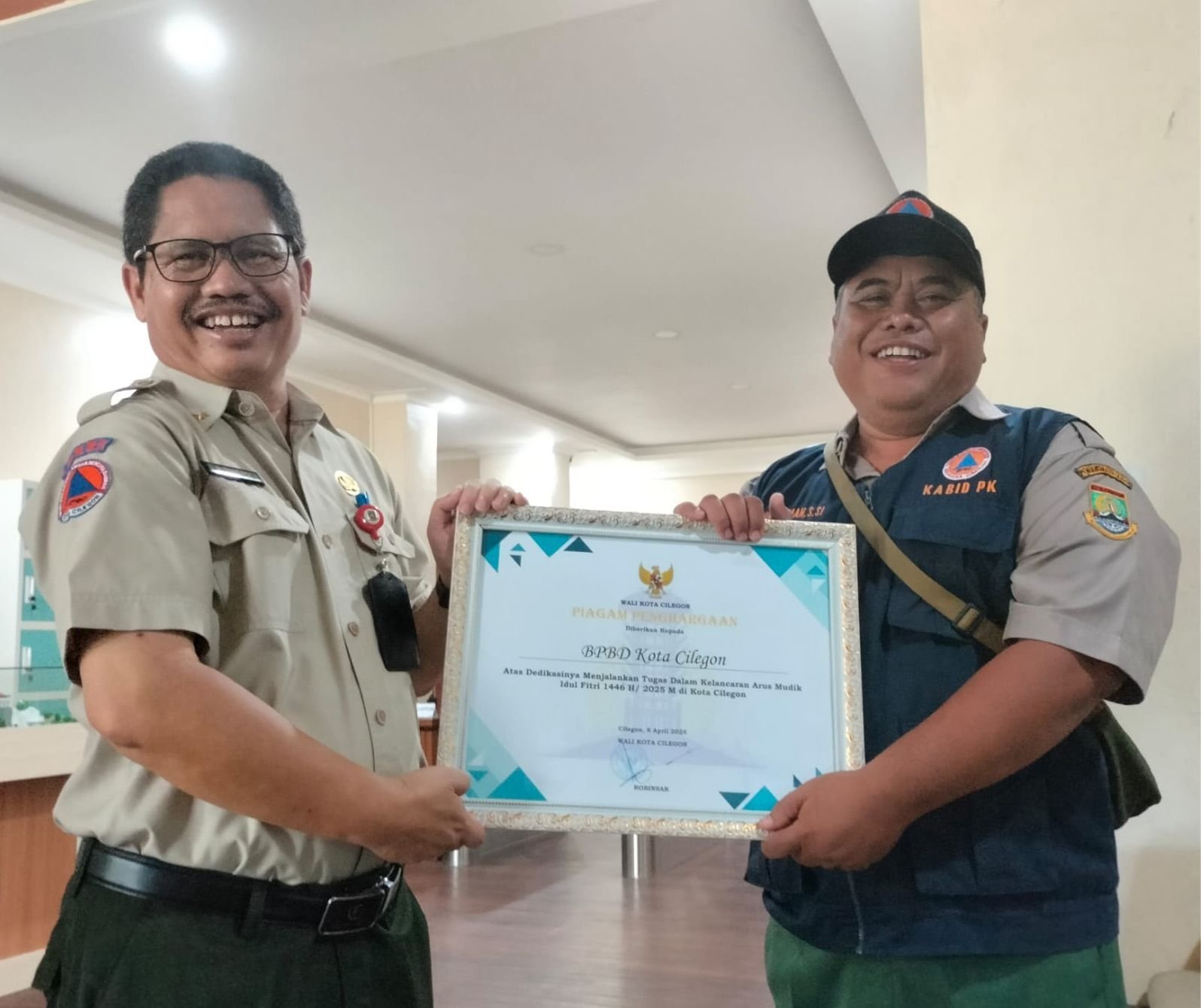 BPBD Cilegon Terima Penghargaan Antisipasi Bencana Saat Mudik Lebaran