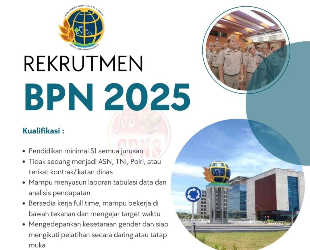 Rekrutmen BPN Jawa Timur 2025, S1 Semua Jurusan Bisa Mendaftar 7 Rekrutmen BPN Jawa Timur 2025, S1 Semua Jurusan Bisa Mendaftar