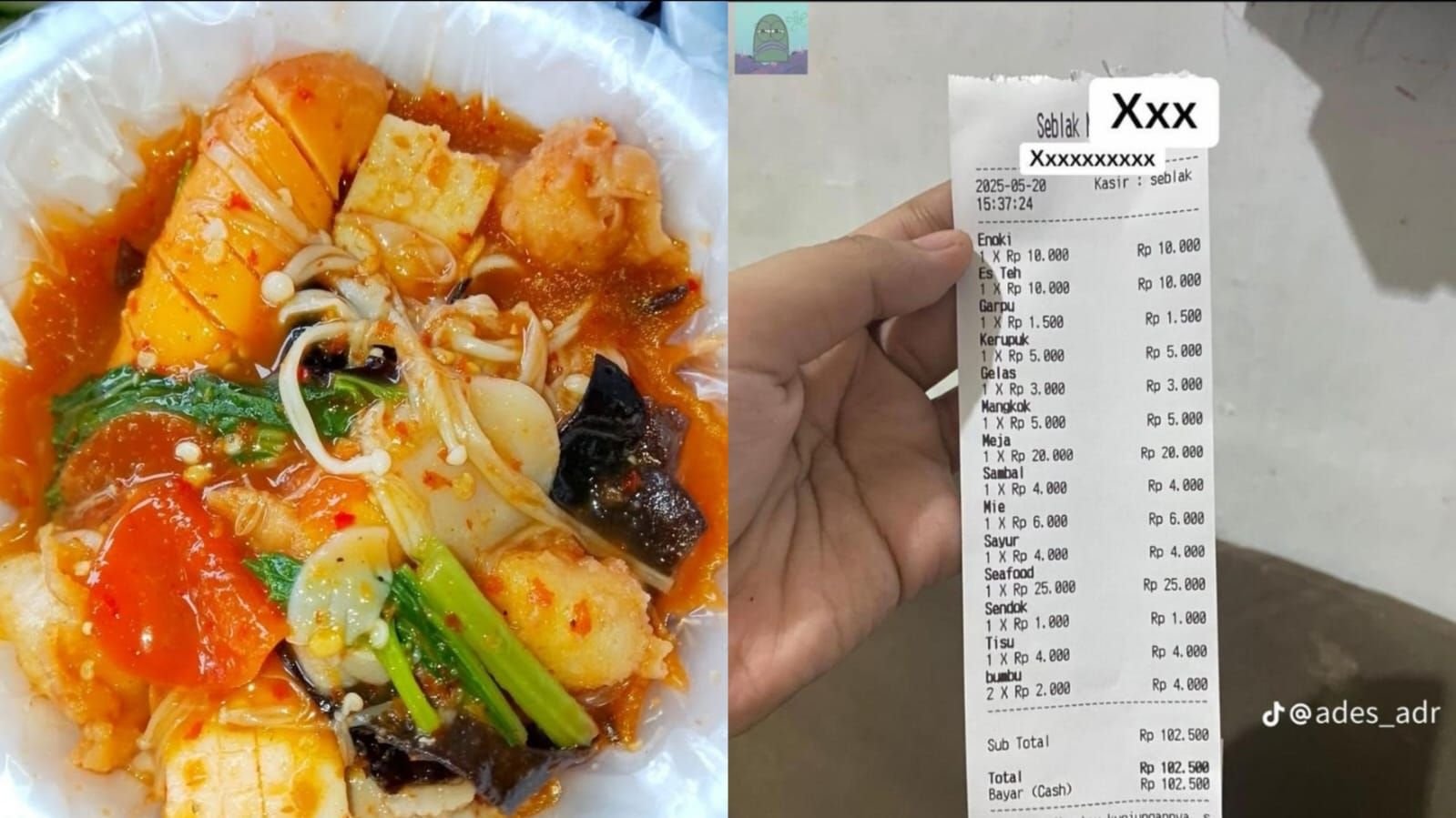 Bikin Kapok Beli Seblak, Pembeli Ini Tunjukan Struk dari Meja hingga Garpu Dikenakan Biaya 1 Bikin Kapok Beli Seblak, Pembeli Ini Tunjukan Struk dari Meja hingga Garpu Dikenakan Biaya