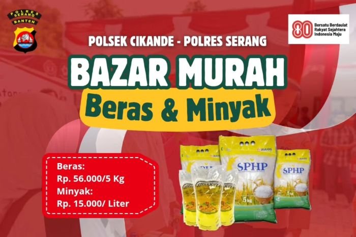 Polsek Cikande Gelar Bazar Murah Besok! Ada Beras 5 Kg dan Minyak Cuman Rp15 Ribu