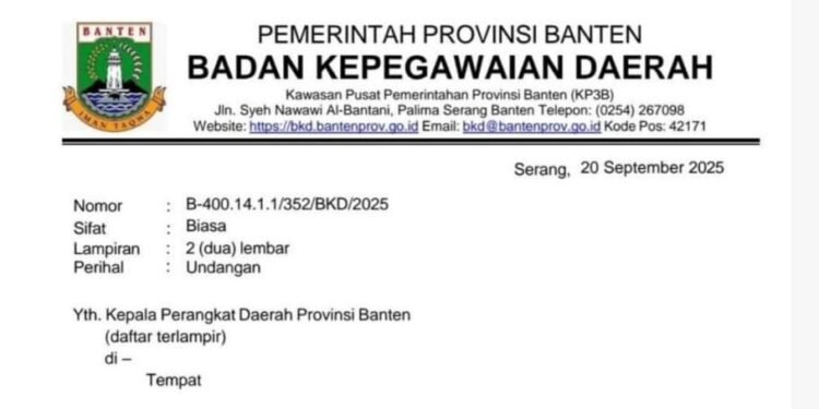 Undangan Pelantikan Beredar, Andra Soni Siap Rombak Kabinet Pemprov Banten? 1 surat undangan pelantikan pejabat Pemprov Banten