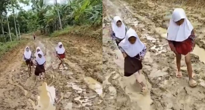 Pelajar di Pandeglang Lalui Jalan Lumpur untuk ke Sekolah, Kondisinya Sepeti Belum Merdeka 1 jalan lumpur