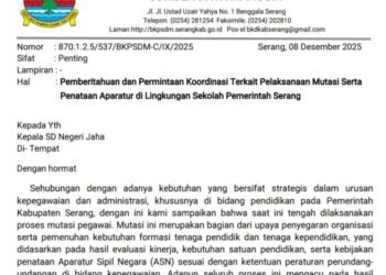Hoax! Surat Palsu Mengatasnamakan BKPSDM Serang Beredar di Sekolah Waringinkurung 1 BKPSDM Kabupaten Serang